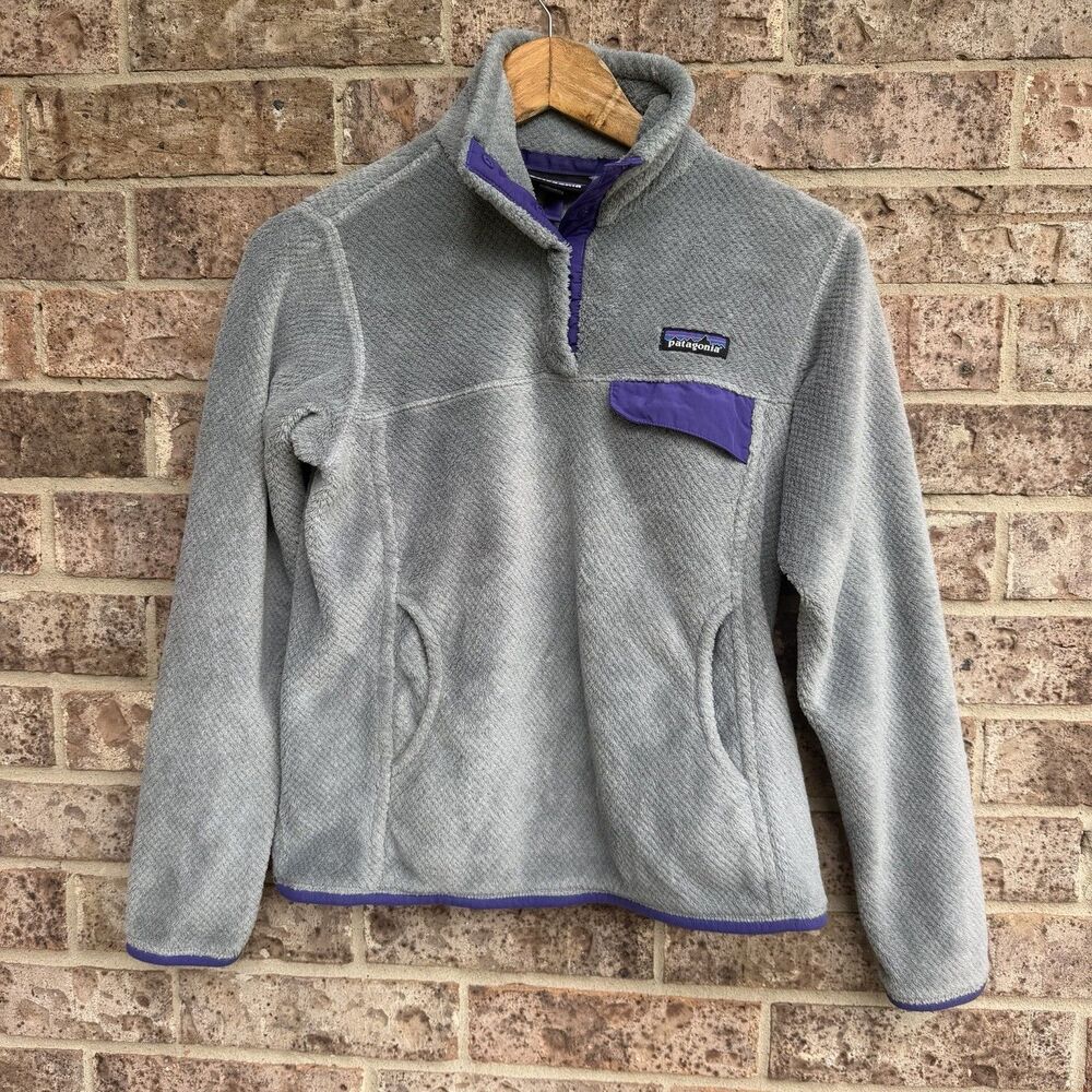 Patagonia Re-Tool Snap-T Pullover Womens S Gray Purple Polartec Fleece Outdoor
